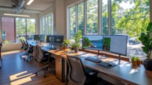 Office occupants enjoying enhanced indoor air quality and wellbeing